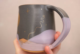 Midnight Lilac Wheel Thrown 16 oz Mug 411