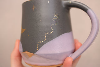 Midnight Lilac Wheel Thrown 16 oz Mug 412