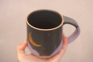 Midnight Lilac Wheel Thrown 16 oz Mug 412