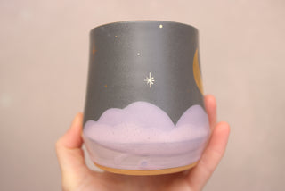 Midnight Lilac Wheel Thrown 16 oz Mug 412