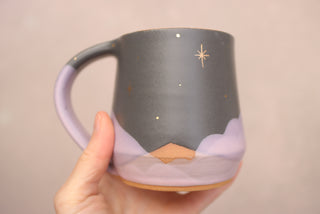 Midnight Lilac Wheel Thrown 16 oz Mug 412