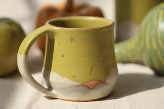 Wheel Thrown Chartreuse 16 oz Mug 3057
