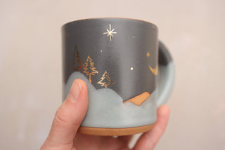 Winter Midnight 12 oz Mug 113 (Moon and Trees)