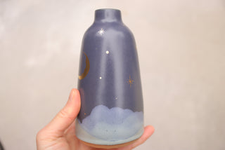 Nautical Twilight Bud Vase with Crescent Moon