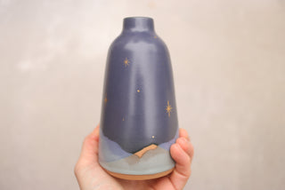 Nautical Twilight Bud Vase with Crescent Moon