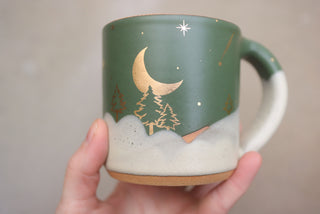 Cedar 12 oz Classic Mug 111 Moon Rising over the Trees