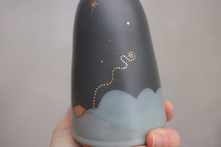 Winter Midnight Bud Vase with Crescent Moon 133