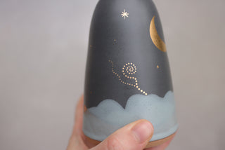 Winter Midnight Bud Vase with Crescent Moon 133