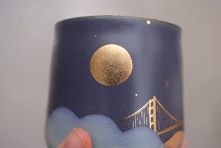 16 oz Nautical Twilight Wheel Thrown Mug 322 Golden Gate Bridge