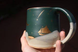 Peacock 16 oz Wheel Thrown Mug 007 Double Sided