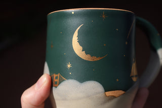 Peacock 16 oz Wheel Thrown Mug 007 Double Sided