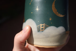 Peacock 16 oz Wheel Thrown Mug 007 Double Sided