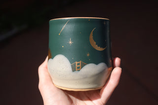 Peacock 16 oz Wheel Thrown Mug 007 Double Sided