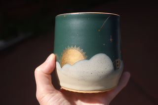Peacock 16 oz Wheel Thrown Mug 007 Double Sided