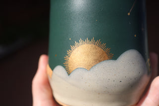 Peacock 16 oz Wheel Thrown Mug 007 Double Sided