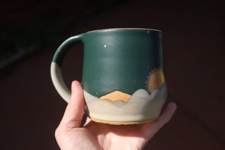 Peacock 16 oz Wheel Thrown Mug 007 Double Sided