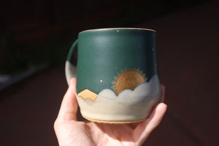 Peacock 16 oz Wheel Thrown Mug 007 Double Sided