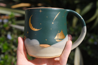 Peacock 16 oz Wheel Thrown Mug 007 Double Sided