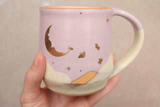 Pale Lilac Wheel Thrown 16 oz Mug 105 Butterflies