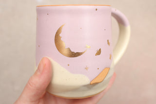 Pale Lilac Wheel Thrown 16 oz Mug 105 Butterflies