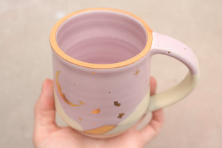 Pale Lilac Wheel Thrown 16 oz Mug 105 Butterflies
