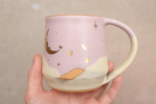 Pale Lilac Wheel Thrown 16 oz Mug 105 Butterflies