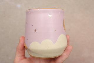 Pale Lilac Wheel Thrown 16 oz Mug 105 Butterflies