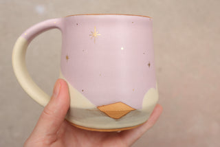 Pale Lilac Wheel Thrown 16 oz Mug 105 Butterflies