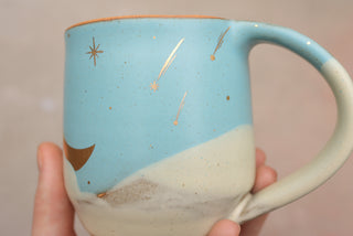Sky Blue Wheel Thrown 16 oz Mug 028