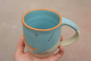 Sky Blue Wheel Thrown 16 oz Mug 028