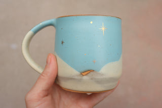 Sky Blue Wheel Thrown 16 oz Mug 028