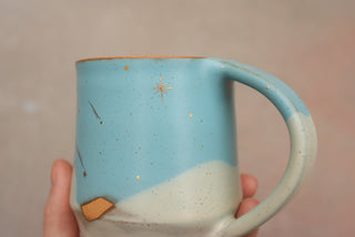 Sky Blue Wheel Thrown 16 oz Mug 029 Stars Only