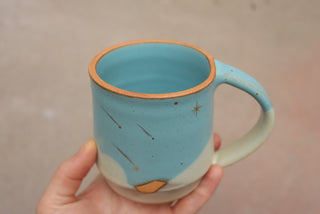 Sky Blue Wheel Thrown 16 oz Mug 029 Stars Only